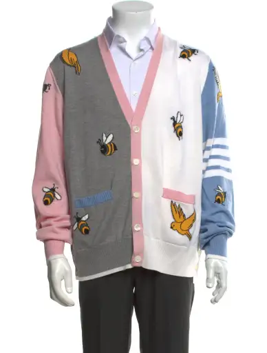 Wool Graphic Print Cardigan w/ Tags