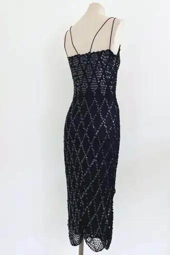 VERSACE black sequins midi dress