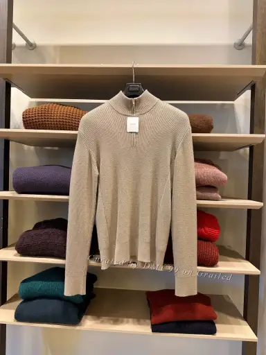 Zegna Beige Half-Zip Knit Sweater