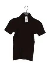 MARTINO MIDALI Women's Top UK 16 Brown 100% Other Short Sleeve High Neck Basic