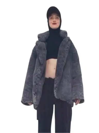Norma Kamali Sleeping Bag Car Coat Black Acid Wash XS/S Oversized NWT