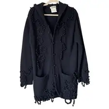 Matsuda Nicole Tokyo Japan Vintage 90s Artwear Wool Hooded Cardigan 3D Knit