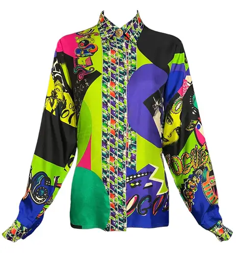 S/S 1991 Gianni Versace Vogue Pop Art Printed Silk Shirt