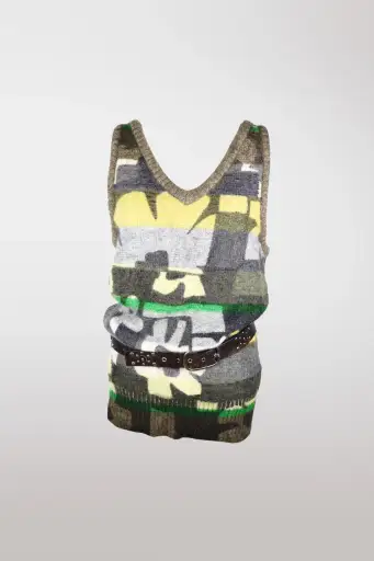 Chloé Floral Graphic Mohair Sweater Vest/Mini Dress