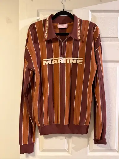 Martine Rose Brown striped polo jersey