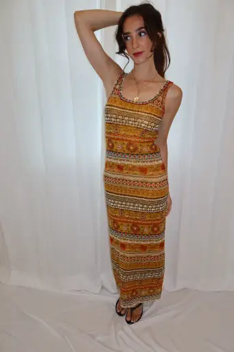 Jean Paul Gaultier Vintage Jewel Print Mesh Dress