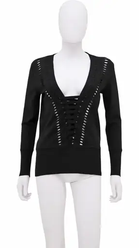 Black Cut-Out Wool Longsleeve