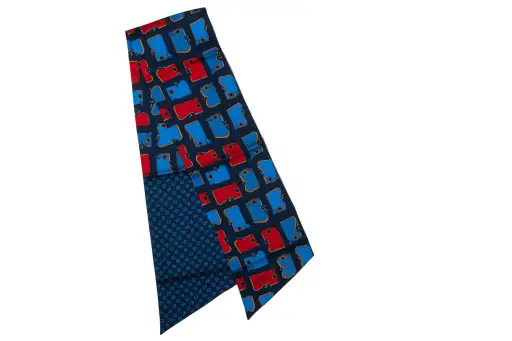 HERMÈS Twilly Camails Blue/Red