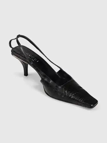 Vintage S/S 1998 Black Croc Embossed Heels