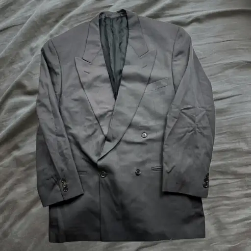 VINTAGE Ermenegildo Zegna Blazer Jacket Men’s Size 42 Gray Wool Double Breasted Regular