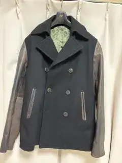 291295=HOMME ピーコート　ウールジャケット　レザー　アウター