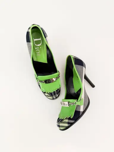 Christian Dior by John Galliano Vintage 2000's "Dior" Plaid Heels (US 9.5 / IT 39.5)