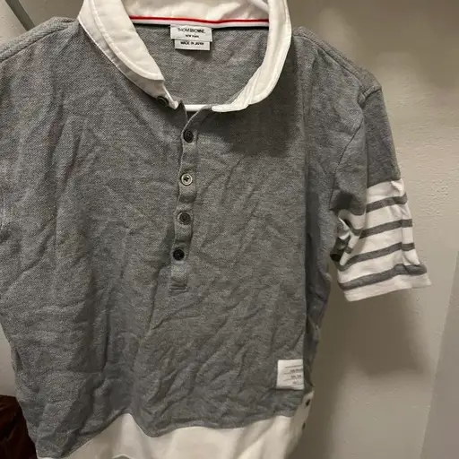 Thom Browne gray polo shirt
