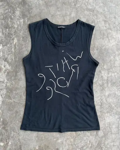Ann Demeulemeester SS2004 White Rose Graffiti Tank Top