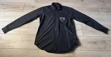 Versace Men's Black Long Sleeve Button Up Shirt Silver Medusa Logo Size 43
