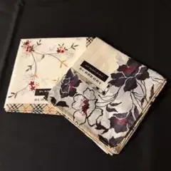バーバリー BURBERRY ハンカチ 2枚セット 花柄 ノバチェック