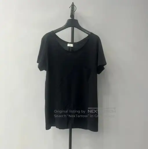 YSL Black Cotton Short Sleeve T-Shirt .