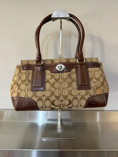 COACH BEIGE TOTE BAG WITH BROWN DETAILS