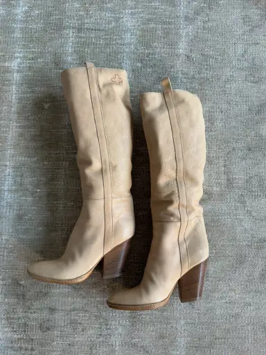 Rare A.F. Vandevorst tan/nude leather heeled boots sz 37