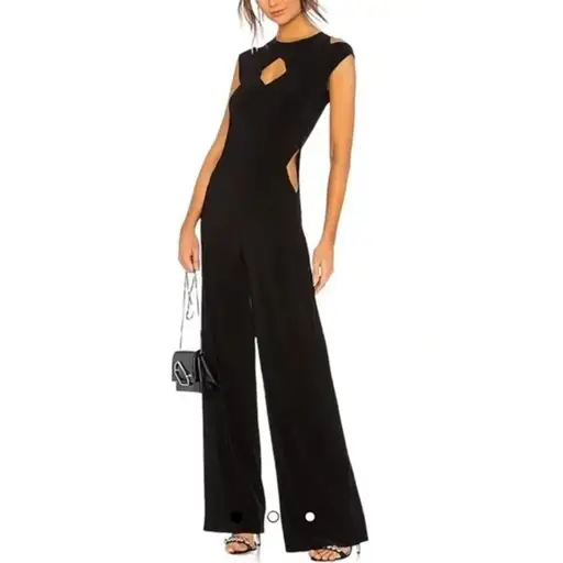 Norma Kamali Sleevless Cut Out Jumpsuit Black Size XS Cut‎ Out Accents NWT!
