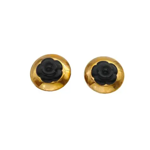 CHANEL Vintage Camellia Ear Clip Alloy