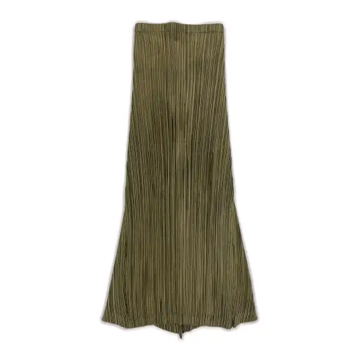 Floor-Length Pleated Polyester Skirt