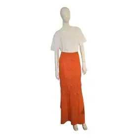 M Missoni Orange Metallic Chevron Knit Maxi Skirt IT 40