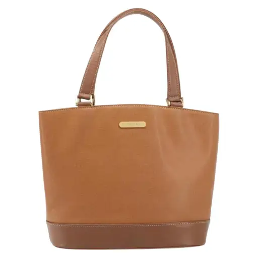 Burberry Handle Tote Leather Brown Leather Tote Bag Bag (Pre-Owned)