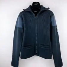 Vintage Chanel Loosely Knitted Blouson Wool Knit Sweater Women Size 36 Black 