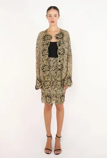 Vintage Metallic Lace Ensemble