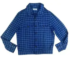 Umit Benan Work Shirt Men’s Med. Blue Plaid Made In Italy 48 See Sizing Note