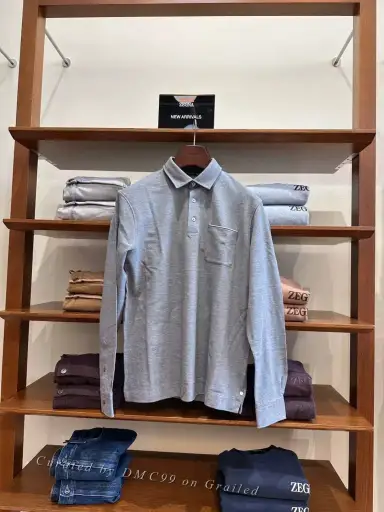 Zegna Gray Long-Sleeve Polo Shirt