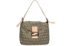 FENDI Mamma Bucket SBR004 Shoulder Bag Canvas / Leather Beige Brown #WSB8893