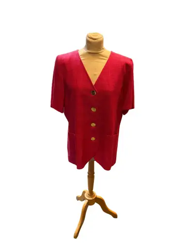 Yves Saint Laurent Variation Vest/Jacket, Size 44, Fuchsia, 100% Silk - Made in France