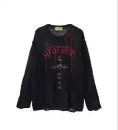 HYSTERIC GLAMOUR 刺繍 クラッシュセーターブラック