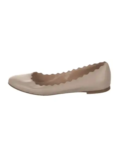 Leather Scalloped Accent Ballet Flats