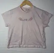 Sandy Liang Womens Y2K Crop Logo Baby Cotton Tee Size S Rhinestones Designe
