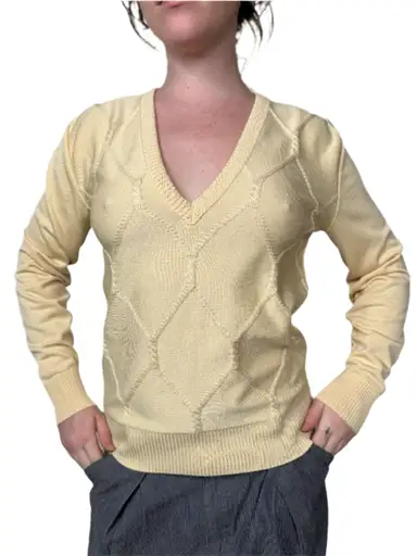 Givenchy Sport, Butter Yellow Cable Sweater 1970s