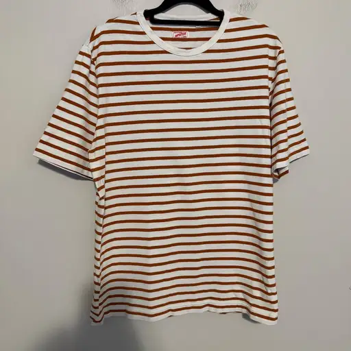 Arpenteur Striped T Shirt S Rust Orange White Cotton France casual nautical