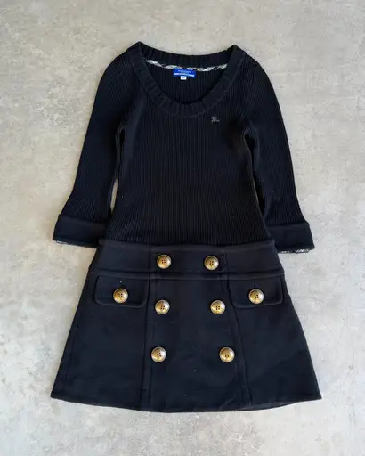 Burberry Blue Label Black Wool Mini Dress