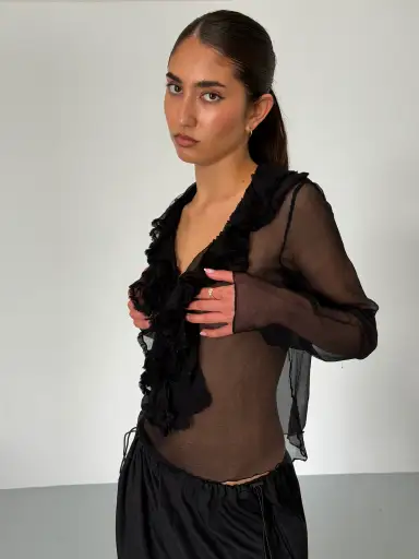gucci by tom ford 2000s sheer frill top