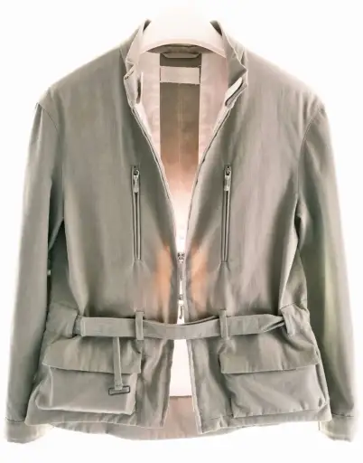 Burberry Prorsum AW99 ‘Balboa‘ inter-grated Belt Moto Jacket with Stacked Cargo Pockets & Stretch Back Pleat 
Designed by Roberto Menichetti