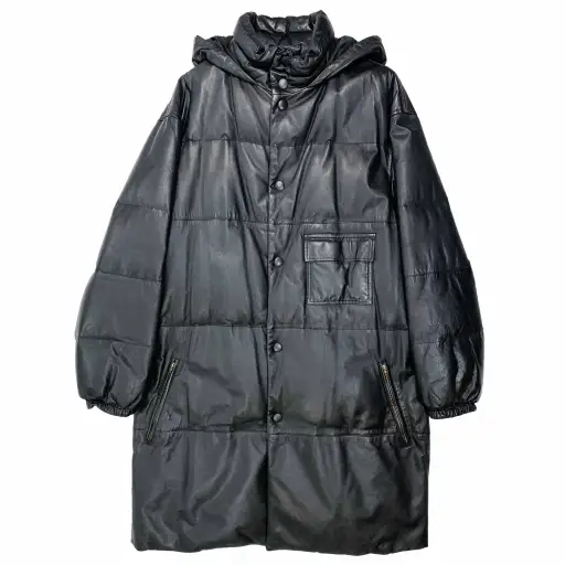 Oversized Goose Down Leather Puffer Parka