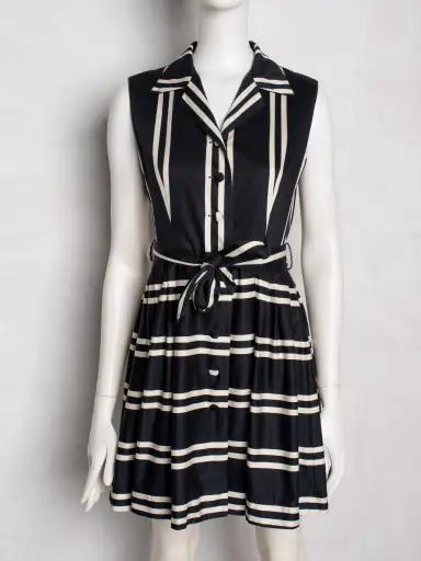 Moschino Cheap and Chic - vintage - striped shirt dress with waist tie - size 42