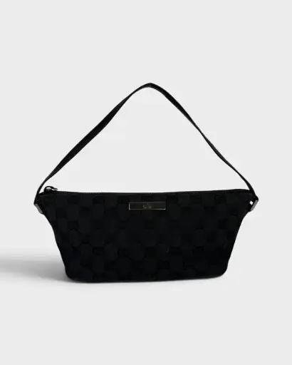 90s Gucci GG Black Monogram Pochette Boat Bag