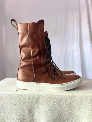 Incarnation Horse Leather Side Zip Sneaker Boots (42)
