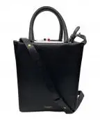 Thom Browneトムブラウン）の古着「2WAYトートバッグ  Pebble Grain Leather Hector Icon Small Squared Tote」｜ブラック