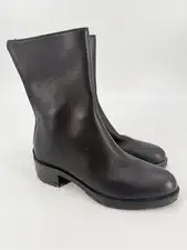 Haider Ackermann Black Leather Quiet Luxury Zip Boots 36.5