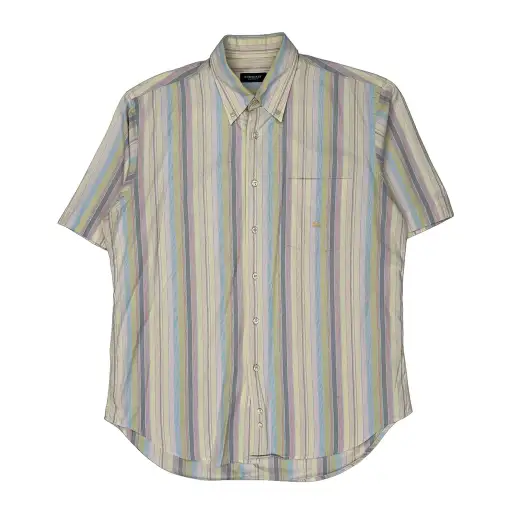 Burberry London Striped Short Sleeve Shirt - Medium Cream Cotton