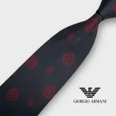 Giorgio Armani 黒地 赤模様 高級ネクタイ アルマーニ mn231